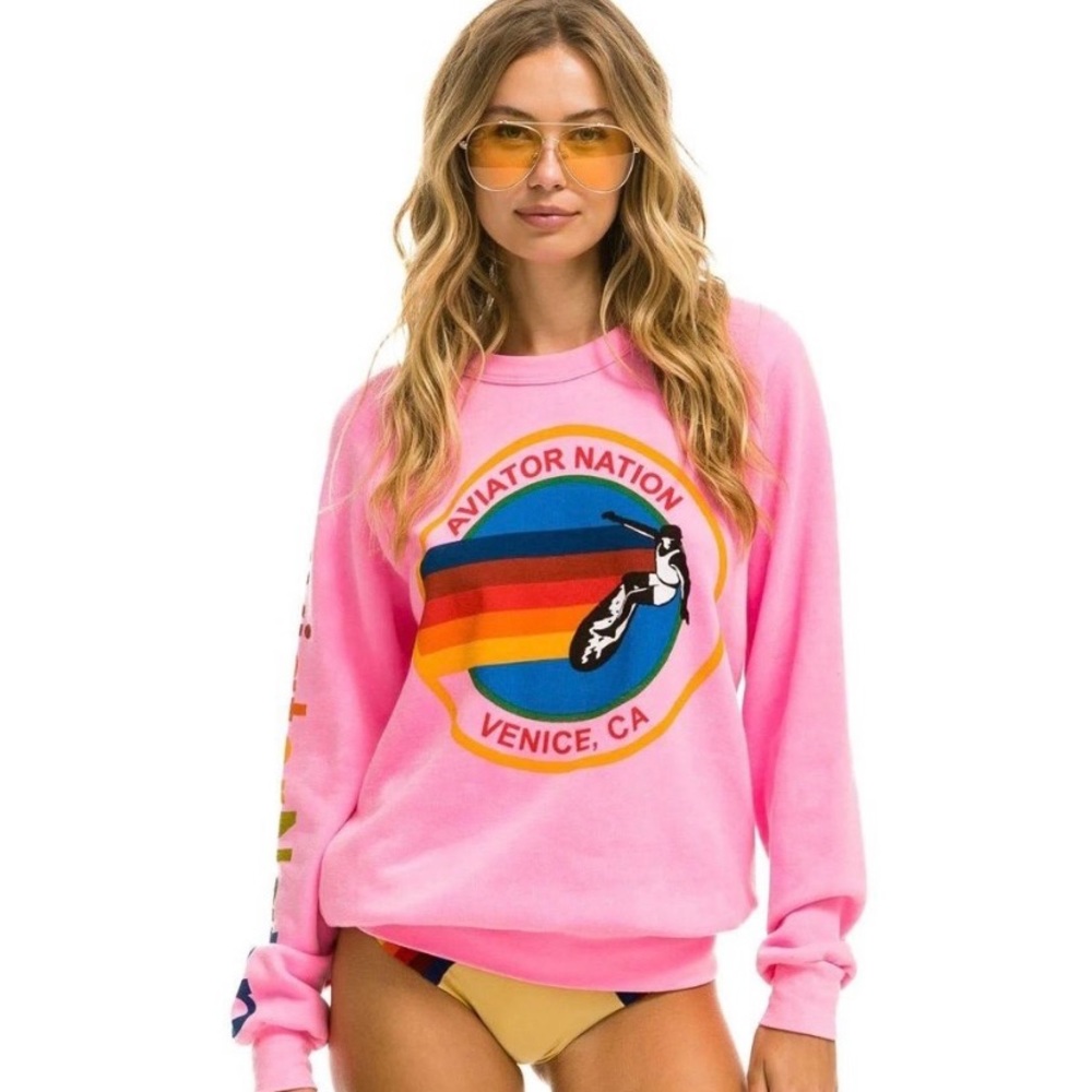 Aviator Nation Logo Sweatshirt Hot Pink